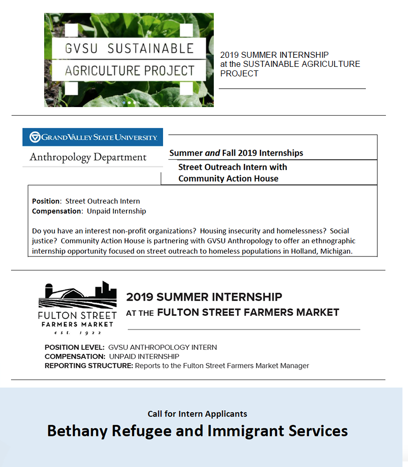 Internship opportunities for Summer and Fall 2019